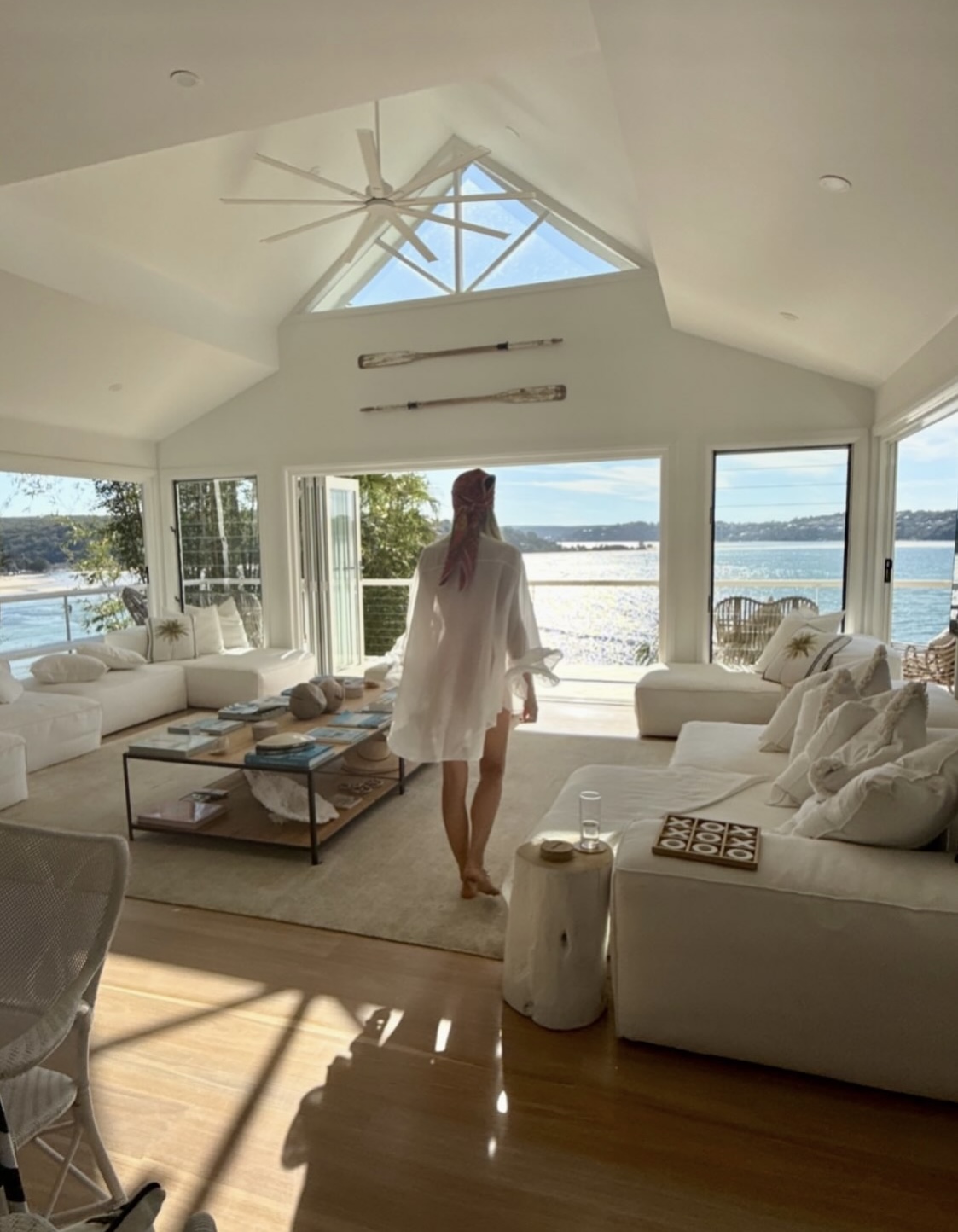 Skylighted living room with ocean views